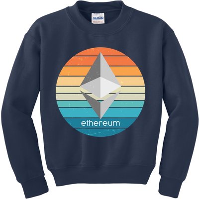 Ethereum Crypto Currency Vintage Colors  Kids Sweatshirt