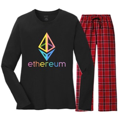 Ethereum Diamond Rainbow Logo Women's Long Sleeve Flannel Pajama Set 