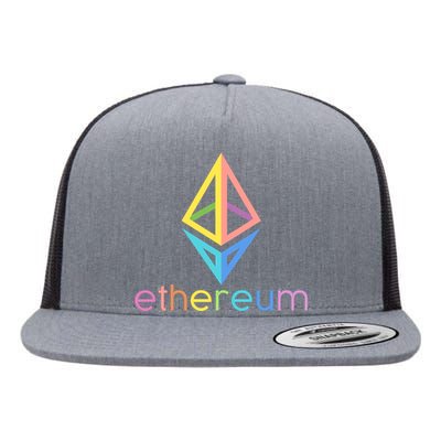 Ethereum Diamond Rainbow Logo Flat Bill Trucker Hat