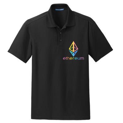 Ethereum Diamond Rainbow Logo Dry Zone Grid Polo