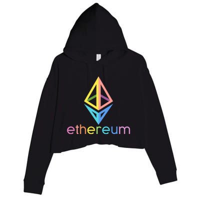 Ethereum Diamond Rainbow Logo Crop Fleece Hoodie