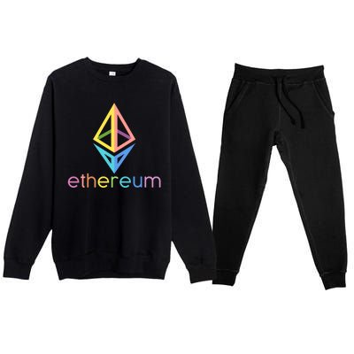 Ethereum Diamond Rainbow Logo Premium Crewneck Sweatsuit Set