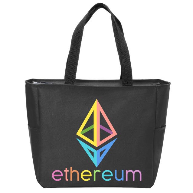 Ethereum Diamond Rainbow Logo Zip Tote Bag