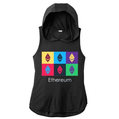 Ethereum ETH Pop Art Crypto Currency Logo Ladies PosiCharge Tri-Blend Wicking Draft Hoodie Tank