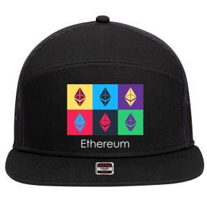 Ethereum ETH Pop Art Crypto Currency Logo 7 Panel Mesh Trucker Snapback Hat