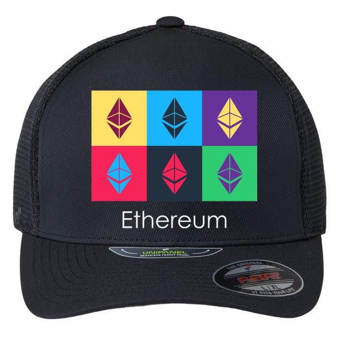 Ethereum ETH Pop Art Crypto Currency Logo Flexfit Unipanel Trucker Cap