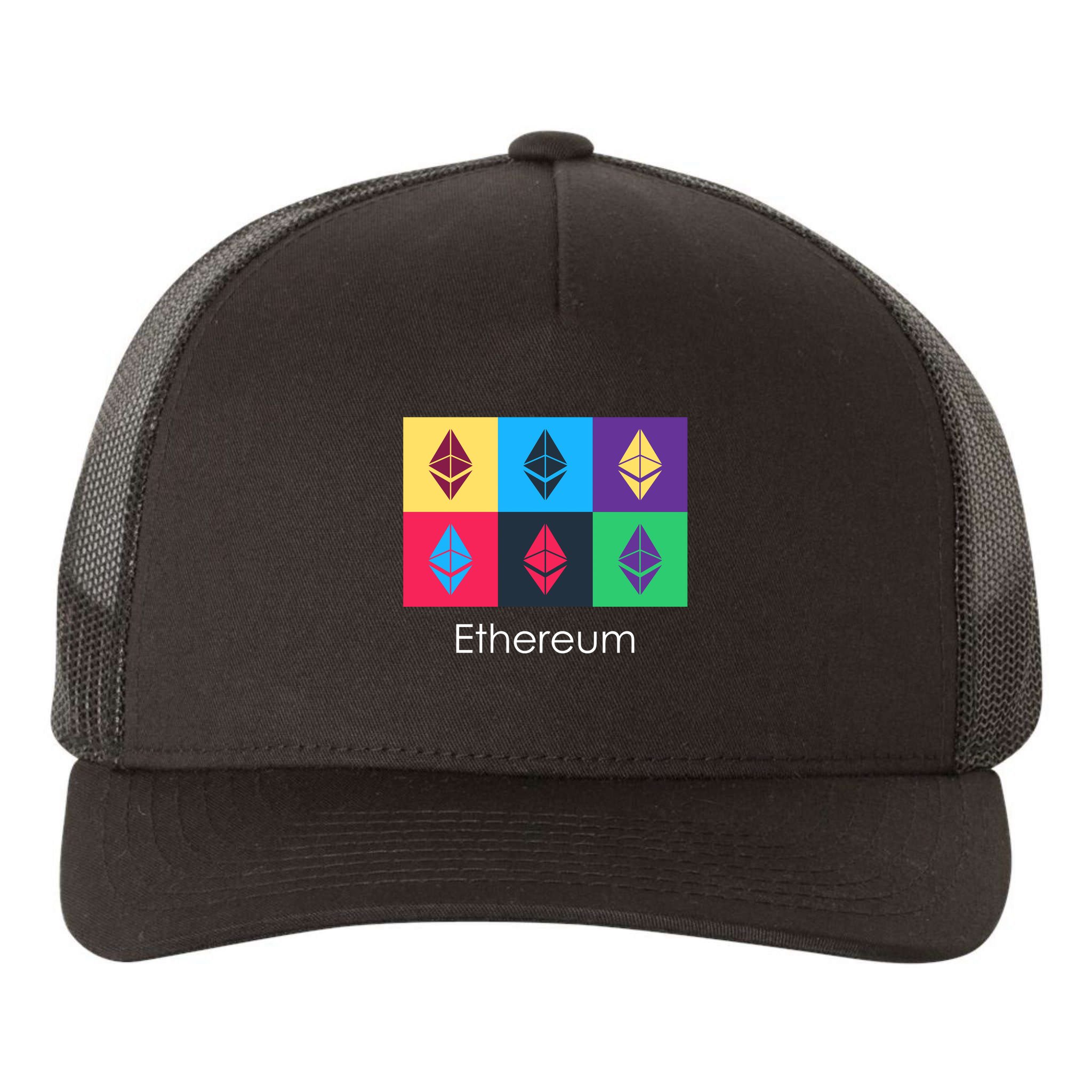 Ethereum ETH Pop Art Crypto Currency Logo Yupoong Adult 5-Panel Trucker Hat