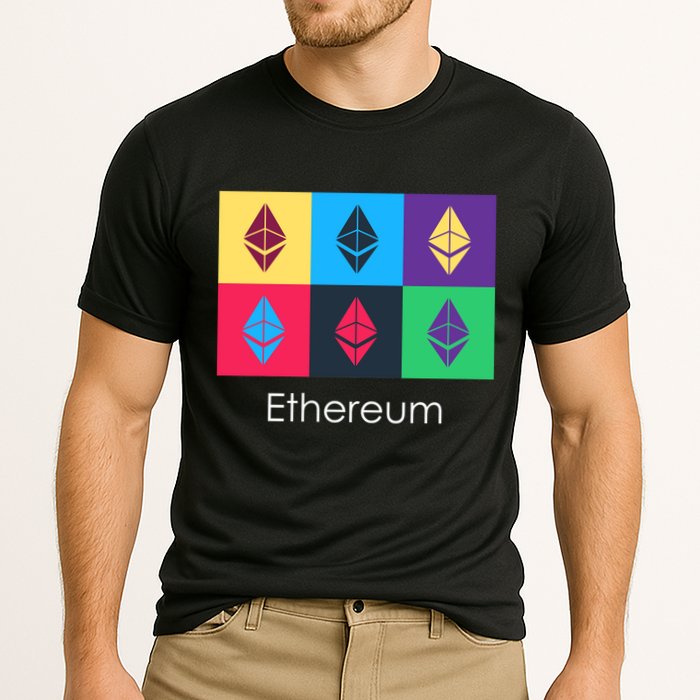 Ethereum ETH Pop Art Crypto Currency Logo Cooling Performance Crew T-Shirt