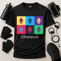 Ethereum ETH Pop Art Crypto Currency Logo Cooling Performance Crew T-Shirt