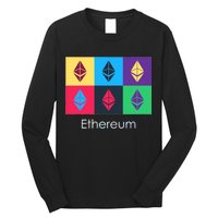 Ethereum ETH Pop Art Crypto Currency Logo Long Sleeve Shirt