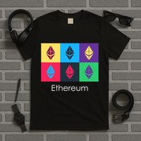 Ethereum ETH Pop Art Crypto Currency Logo T-Shirt