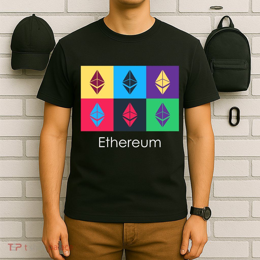 Ethereum ETH Pop Art Crypto Currency Logo T-Shirt