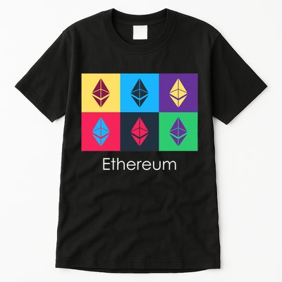 Ethereum ETH Pop Art Crypto Currency Logo Tall T-Shirt