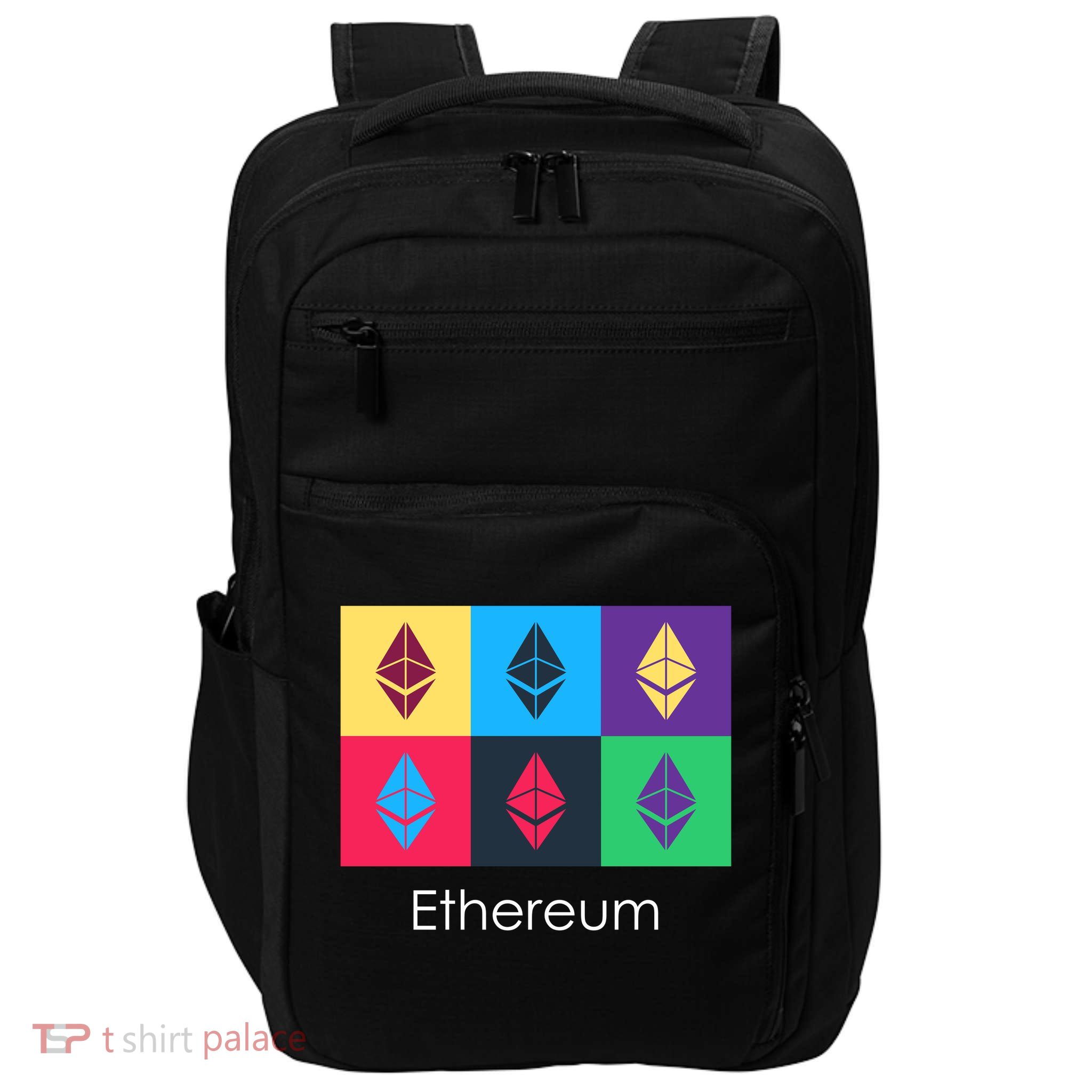 Ethereum ETH Pop Art Crypto Currency Logo Impact Tech Backpack