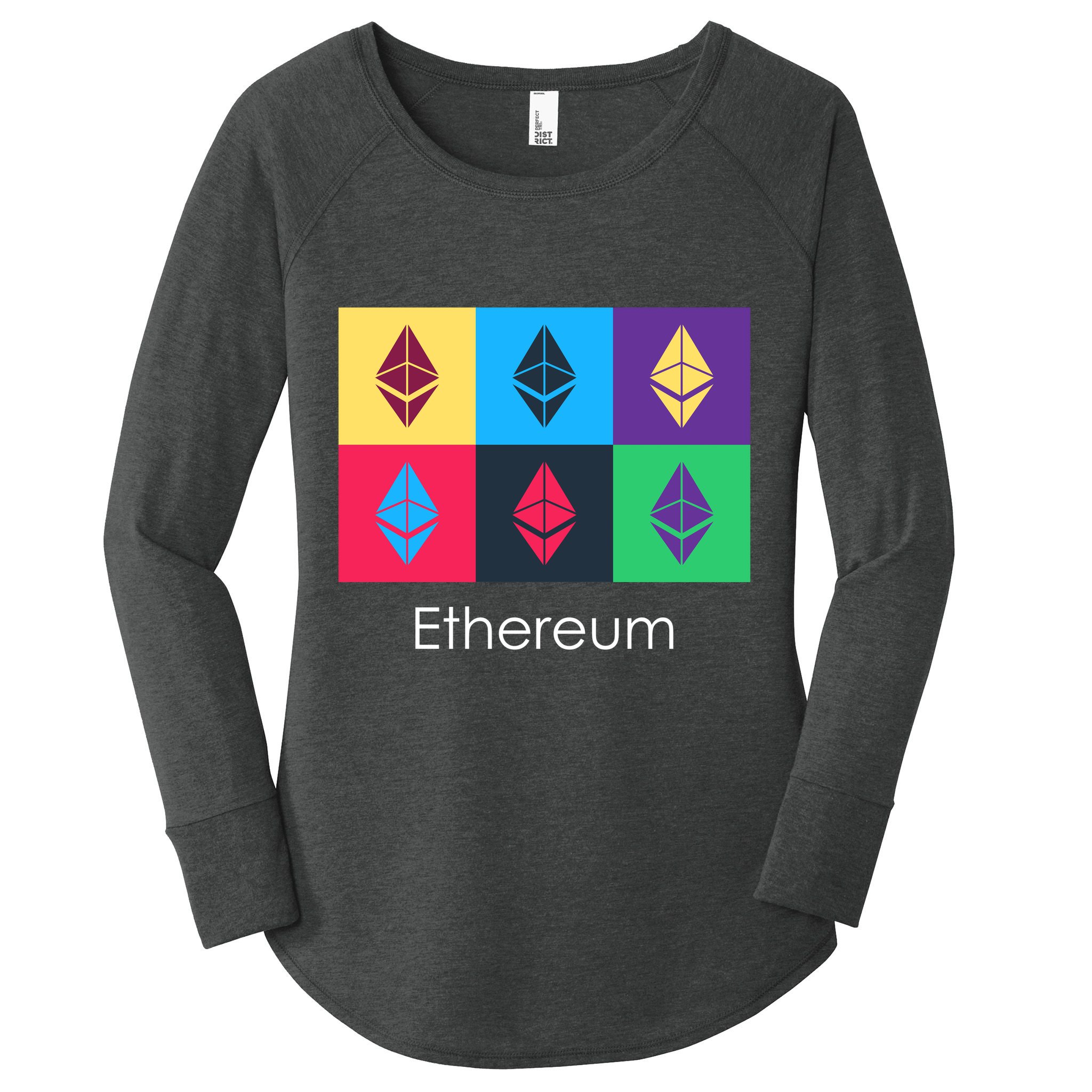 Ethereum ETH Pop Art Crypto Currency Logo Women's Perfect Tri Tunic Long Sleeve Shirt