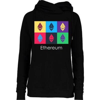 Ethereum ETH Pop Art Crypto Currency Logo Womens Funnel Neck Pullover Hood