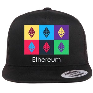 Ethereum ETH Pop Art Crypto Currency Logo Flat Bill Trucker Hat