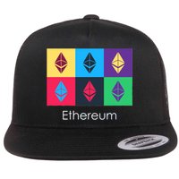 Ethereum ETH Pop Art Crypto Currency Logo Flat Bill Trucker Hat