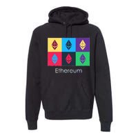 Ethereum ETH Pop Art Crypto Currency Logo Premium Hoodie