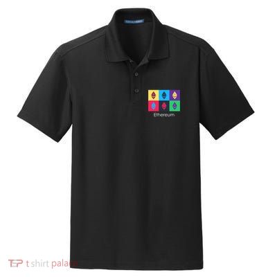 Ethereum ETH Pop Art Crypto Currency Logo Dry Zone Grid Polo