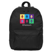 Ethereum ETH Pop Art Crypto Currency Logo 16 in Basic Backpack