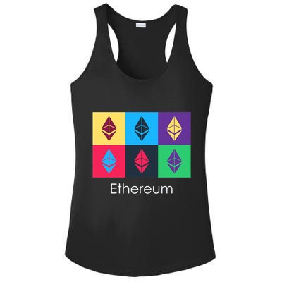 Ethereum ETH Pop Art Crypto Currency Logo Ladies PosiCharge Competitor Racerback Tank