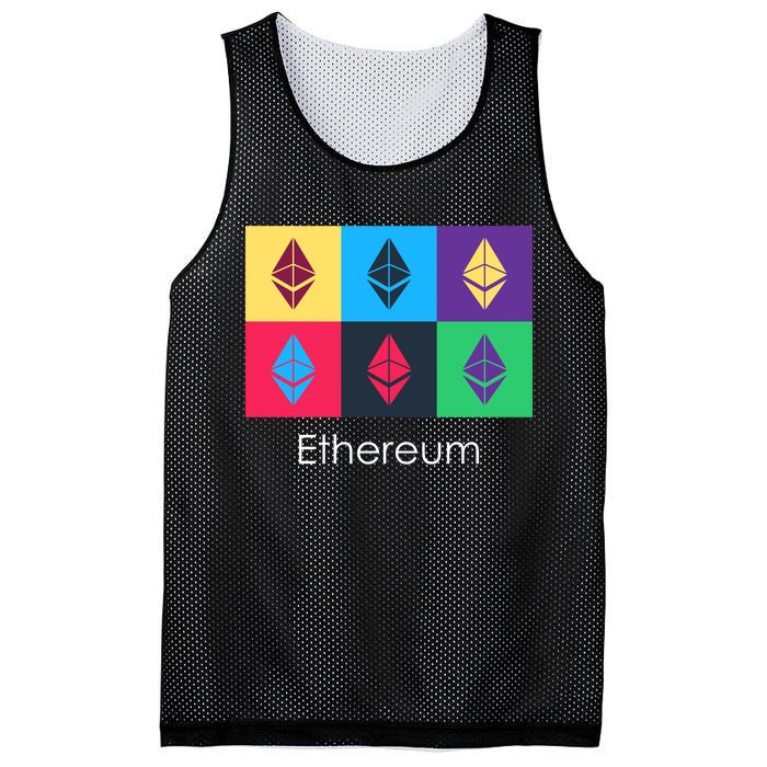 Ethereum ETH Pop Art Crypto Currency Logo Mesh Reversible Basketball Jersey Tank