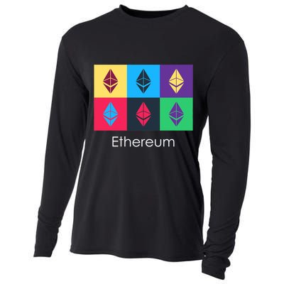 Ethereum ETH Pop Art Crypto Currency Logo Cooling Performance Long Sleeve Crew