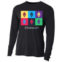 Ethereum ETH Pop Art Crypto Currency Logo Cooling Performance Long Sleeve Crew