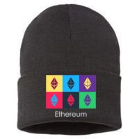 Ethereum ETH Pop Art Crypto Currency Logo Sustainable Knit Beanie