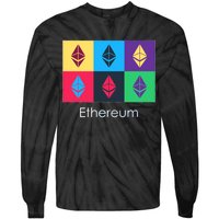 Ethereum ETH Pop Art Crypto Currency Logo Tie-Dye Long Sleeve Shirt