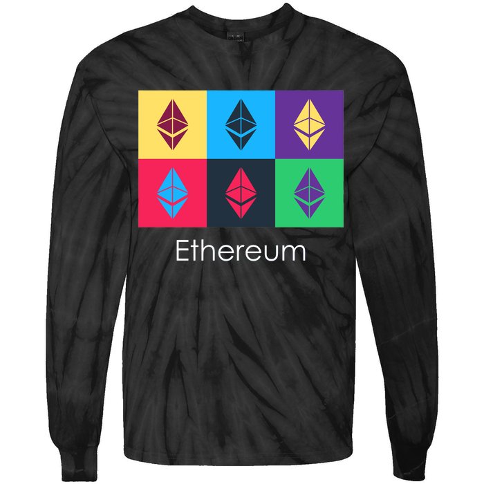 Ethereum ETH Pop Art Crypto Currency Logo Tie-Dye Long Sleeve Shirt