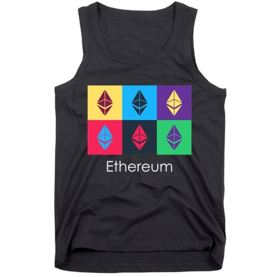 Ethereum ETH Pop Art Crypto Currency Logo Tank Top