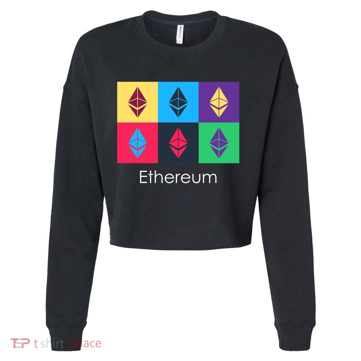 Ethereum ETH Pop Art Crypto Currency Logo Cropped Pullover Crew