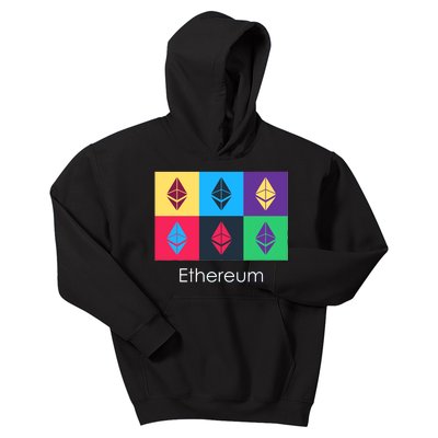 Ethereum ETH Pop Art Crypto Currency Logo Kids Hoodie