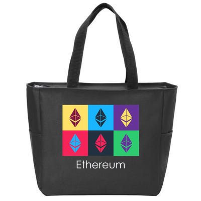 Ethereum ETH Pop Art Crypto Currency Logo Zip Tote Bag