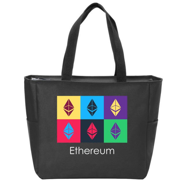 Ethereum ETH Pop Art Crypto Currency Logo Zip Tote Bag