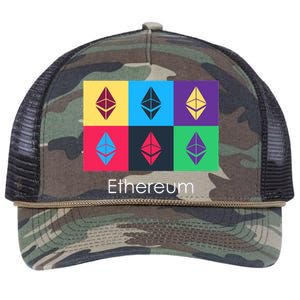 Ethereum ETH Pop Art Crypto Currency Logo Retro Rope Trucker Hat Cap