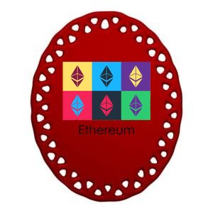 Ethereum ETH Pop Art Crypto Currency Logo Ceramic Oval Ornament