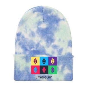 Ethereum ETH Pop Art Crypto Currency Logo Tie Dye 12in Knit Beanie