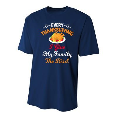 Every Thanksgiving I Give My Family The Bird Friendsgiving Youth Performance Sprint T-Shirt