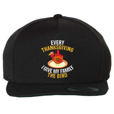 Every Thanksgiving I Give My Family The Bird A Funny Turkey Wool Snapback Cap