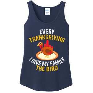 Every Thanksgiving I Give My Family The Bird A Funny Turkey Ladies Essential Tank