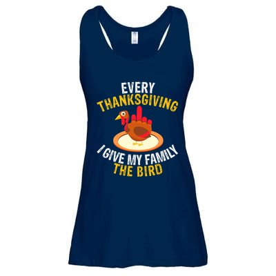 Every Thanksgiving I Give My Family The Bird A Funny Turkey Ladies Essential Flowy Tank