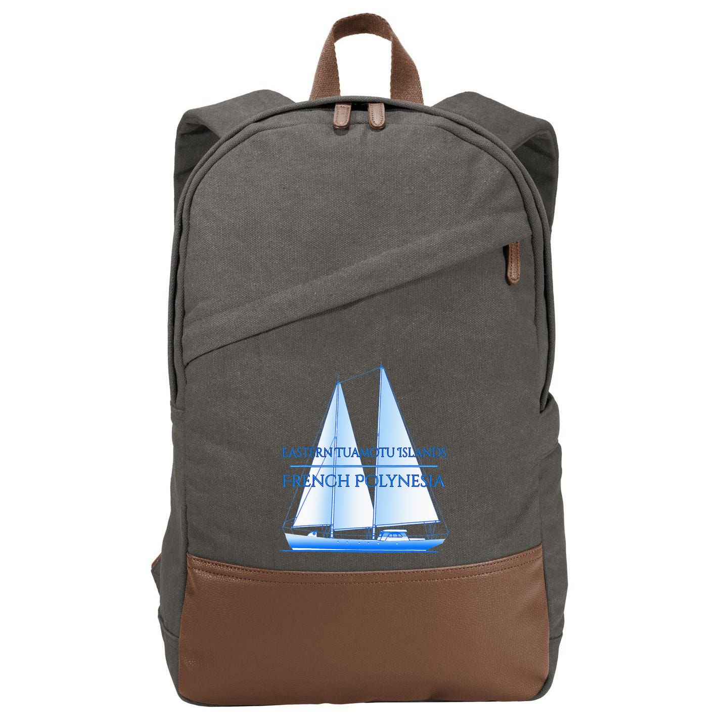 Eastern Tuamotu Islands Coastal Nautical Sailing Sailor Cotton Canvas Backpack