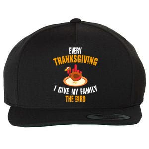 Every Thanksgiving I Give My Family The Bird Funny Holiday Wool Snapback Cap