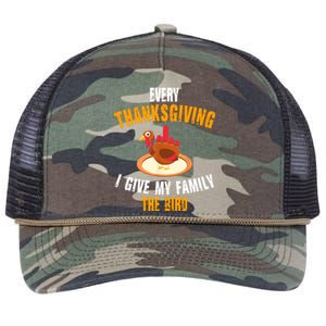 Every Thanksgiving I Give My Family The Bird Funny Holiday Retro Rope Trucker Hat Cap