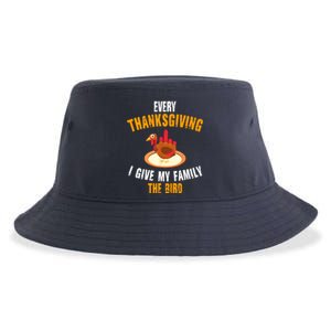 Every Thanksgiving I Give My Family The Bird Funny Holiday Sustainable Bucket Hat