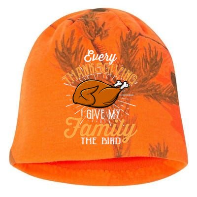 Every Thanksgiving I Give My Family The Bird Funny Turkey Kati - Camo Knit Beanie