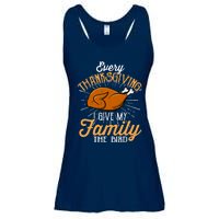 Every Thanksgiving I Give My Family The Bird Funny Turkey Ladies Essential Flowy Tank